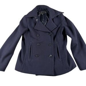 Tommy Hilfiger Women's Navy Wool‎ Peacoat Sz 6 Double Breasted Classic Lined